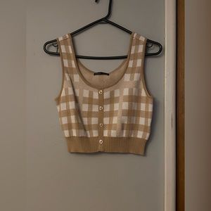 White and tan crop top